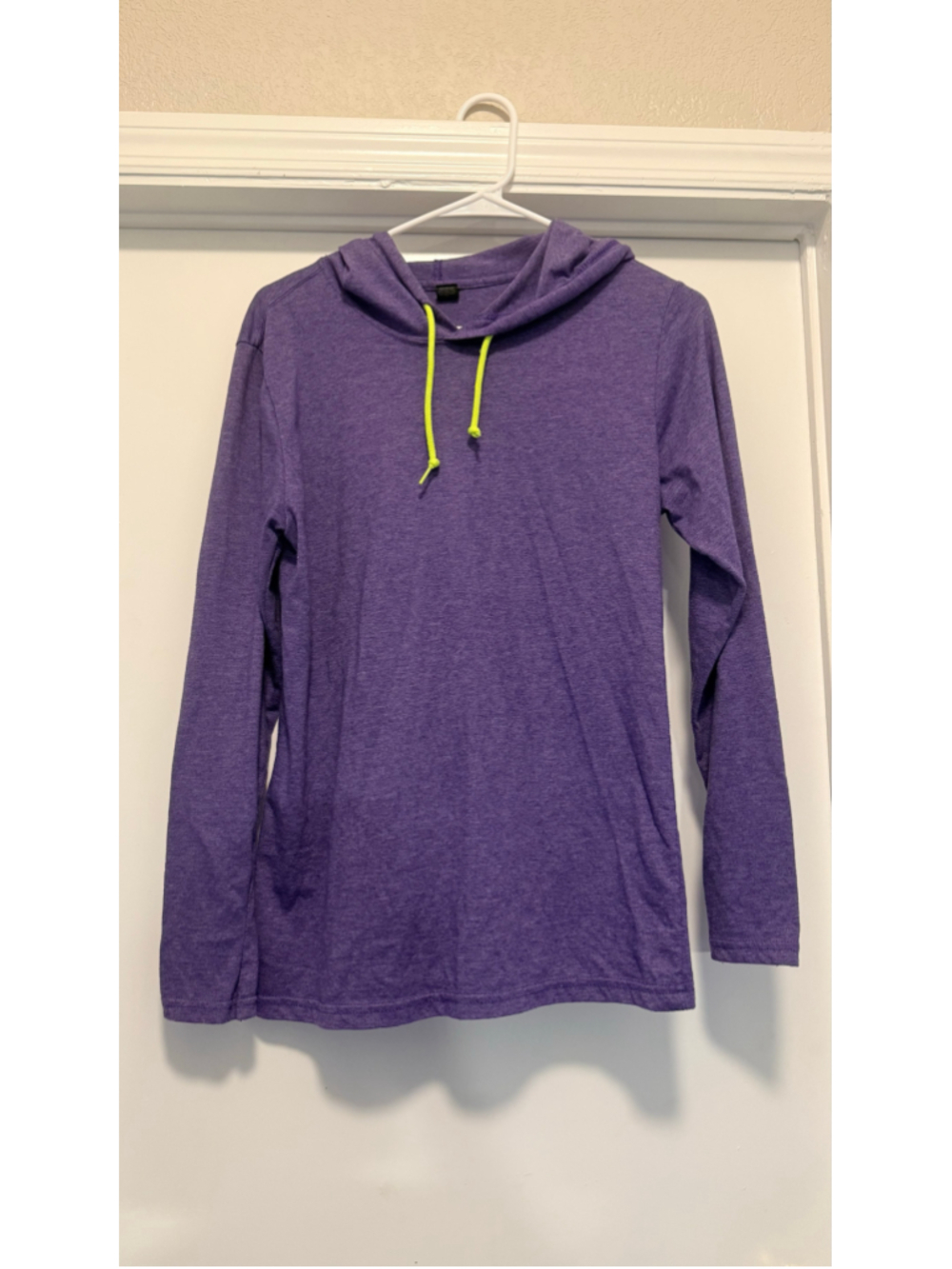 Women's Anvil Lightweight Hoodie Size M Purple Neon Green